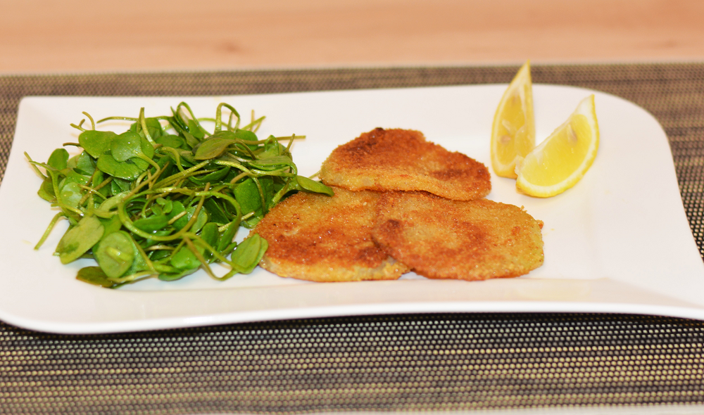 Kohlrabi-Schnitzel mit Posteleinsalat – Die Gemüsekiste