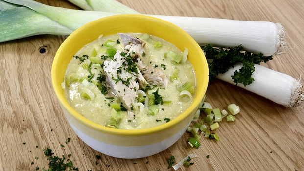 Rezeptbild für Lauchcremesuppe mit Räucherforelle