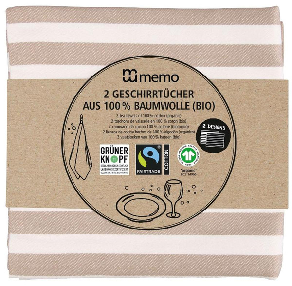 Produktfoto zu memo Geschirrtücher aus Bio Baumwolle 50 x 70 cm