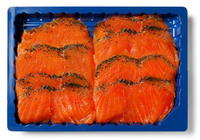 Produktfoto zu Gravad-Dill-Lachs geräuchert in Scheiben - Frischebox, 500g