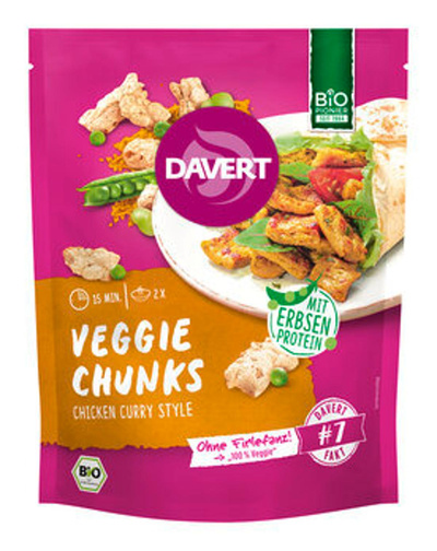 Produktfoto zu Veggie Chunks Chicken Curry - auf Erbsenproteinbasis