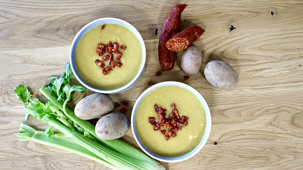 Rezeptbild für Kartoffelcremesuppe mit Chorizo
