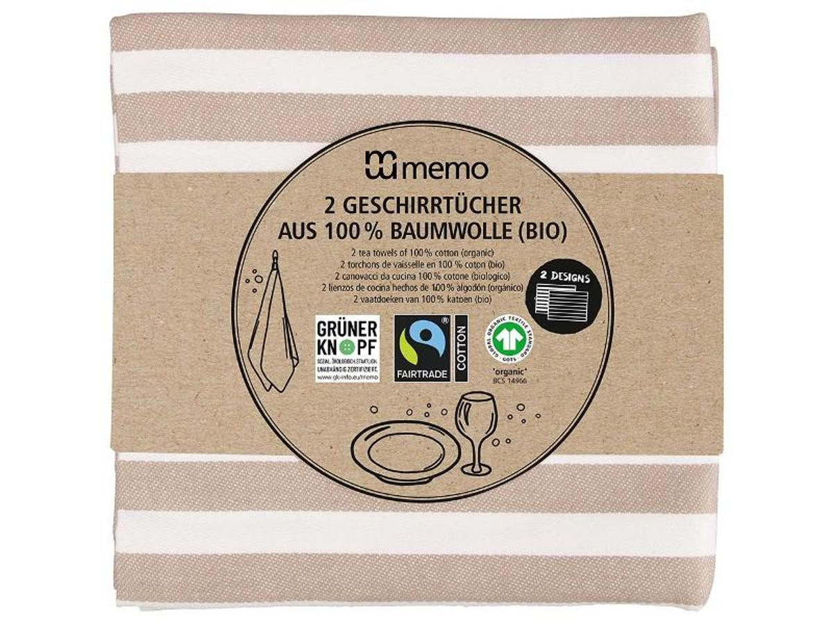memo Geschirrtücher aus Bio Baumwolle 50 x 70 cm