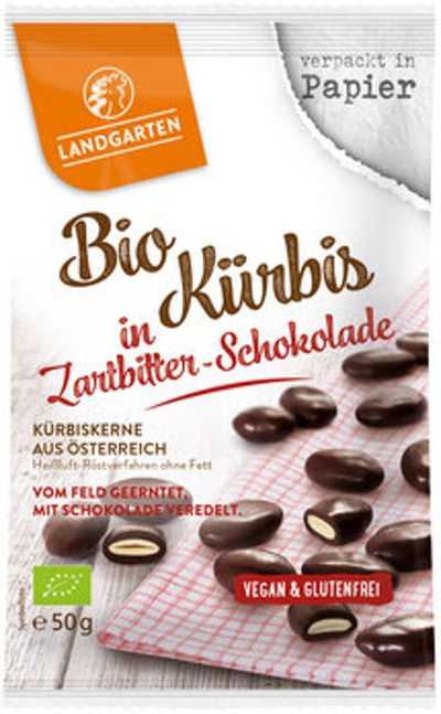 Produktfoto zu Kürbiskerne in Zartbitter Schokolade