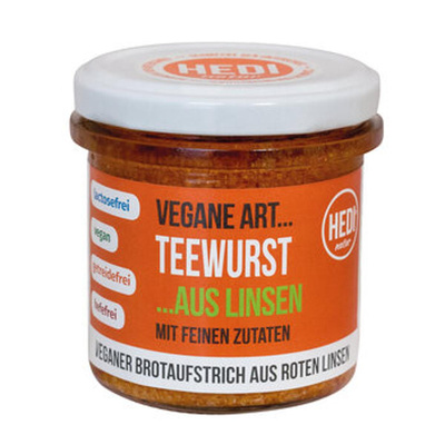 Produktfoto zu Vegane Teewurst aus roten Linsen