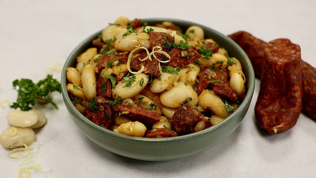 Rezeptbild für Weißer Bohnensalat mit Chorizo