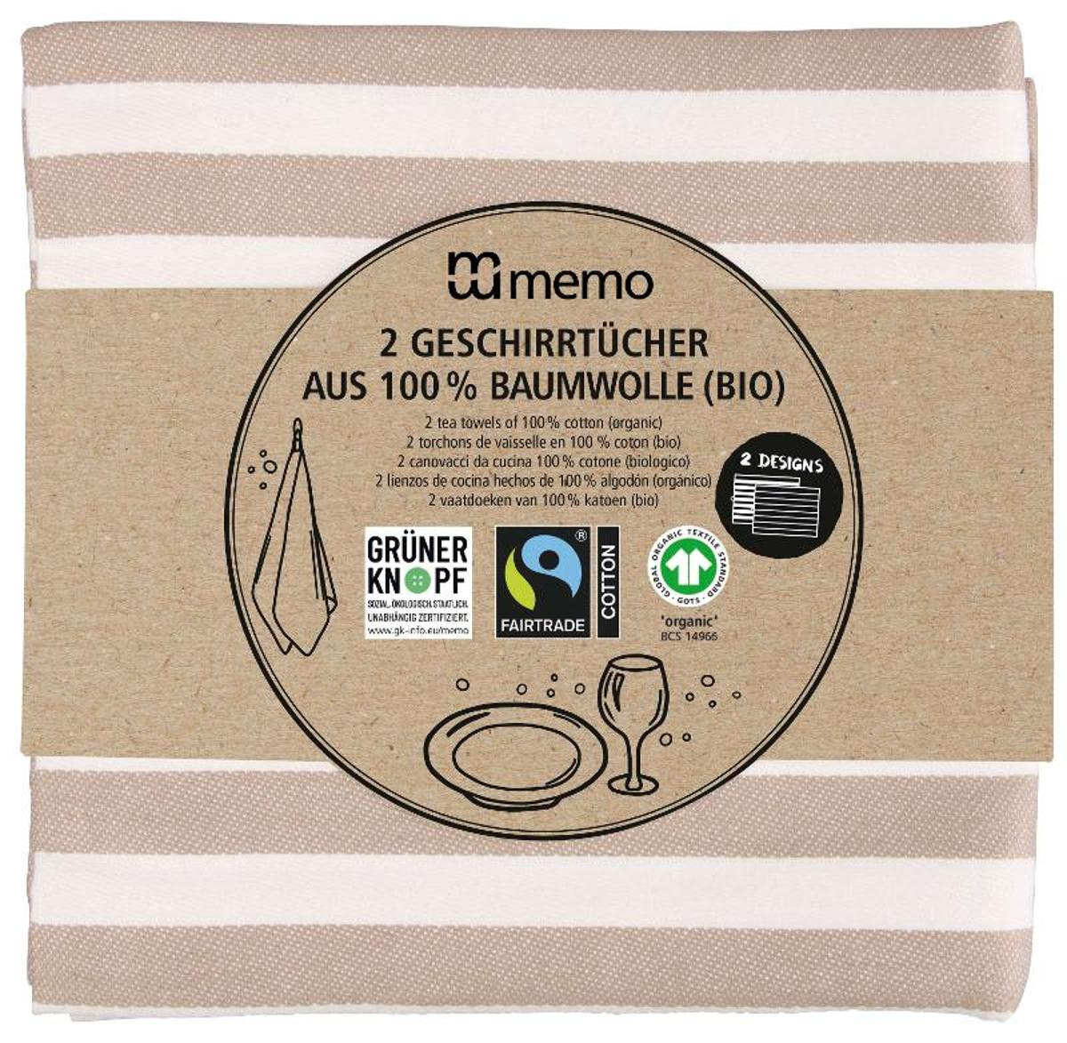 memo Geschirrtücher aus Bio Baumwolle 50 x 70 cm