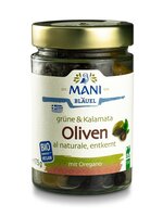 MANI Grüne & Kalamata Oliven al naturale, entkernt, bio, NL Fair