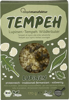 Lupinen-Tempeh Wildkräuter - mariniert mit würzigen, heimischen Wildkräutern